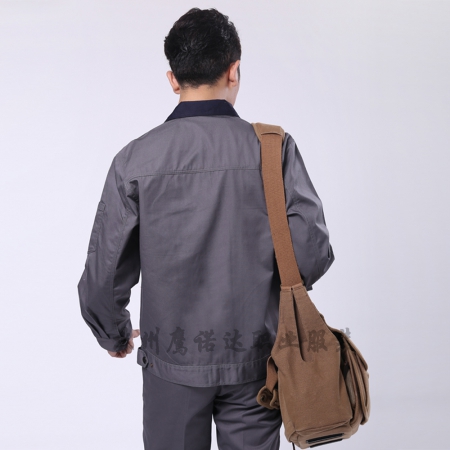 山東工作服批發駝灰拼黃色春秋工作服AC111