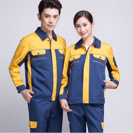 蟹青拼黃色工作服批發AC08-2